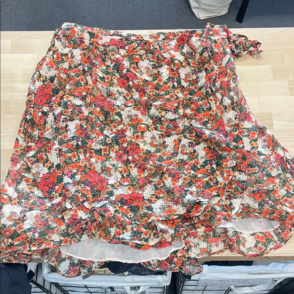 Isabel Marant Asymmetrical Floral Skirt in Red and Green